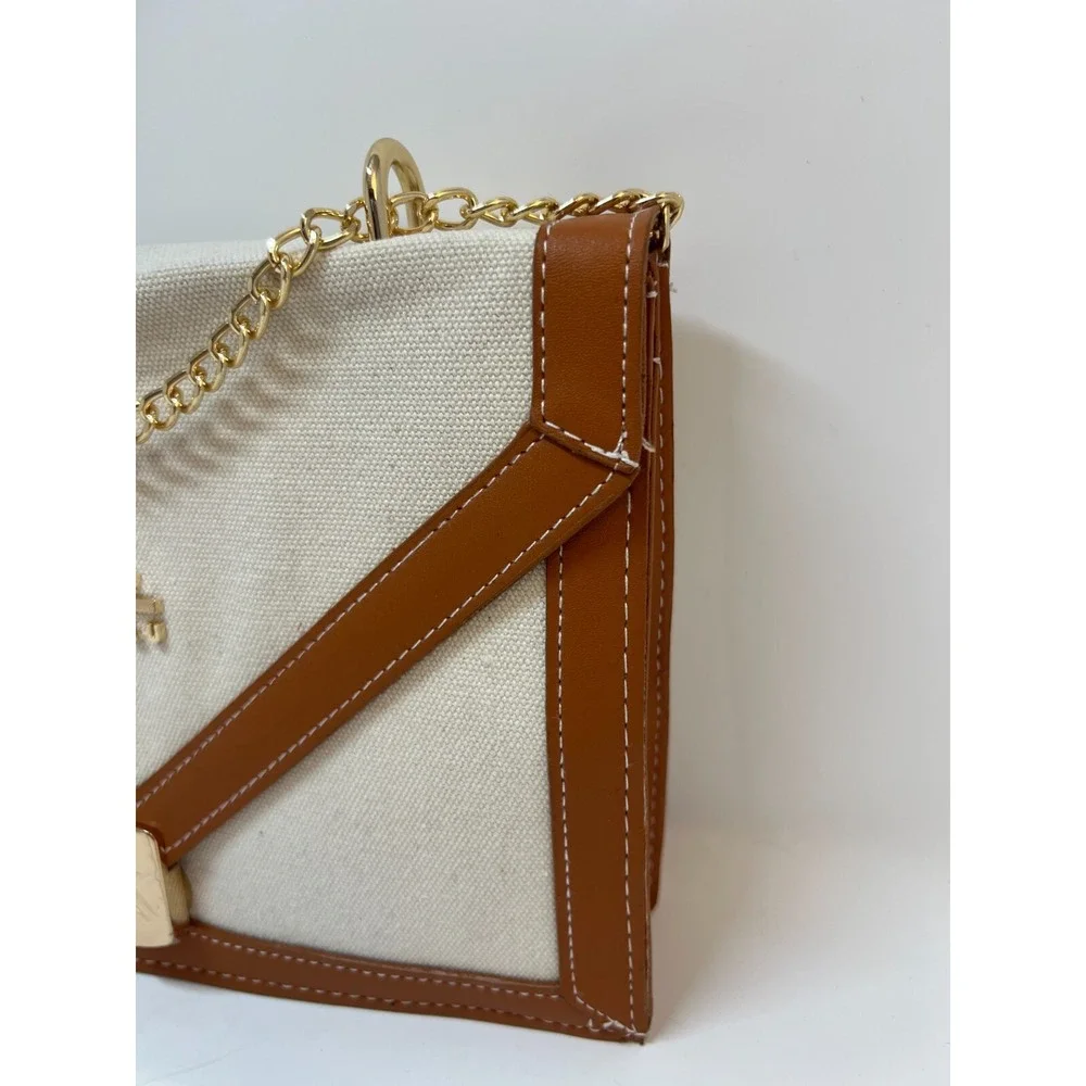 Loulu Women's Handbag Purse Crossbody‎ Beige and Camel